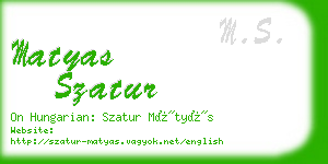 matyas szatur business card